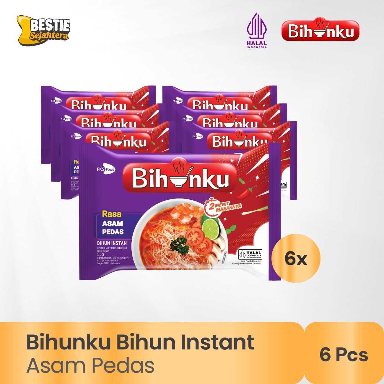 Warung Bestie Paket Bundling - Bihunku - Asam Pedas  - 55gr - 6pcs